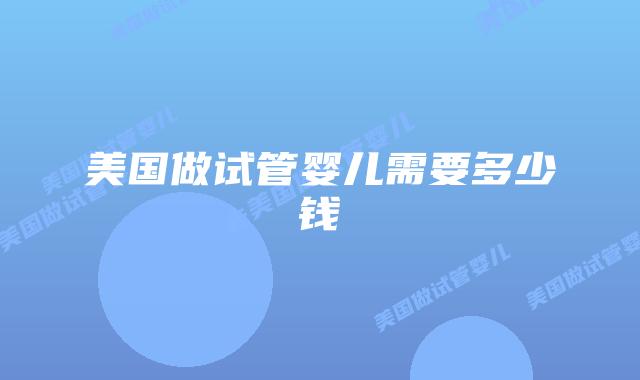 美国做试管婴儿需要多少钱