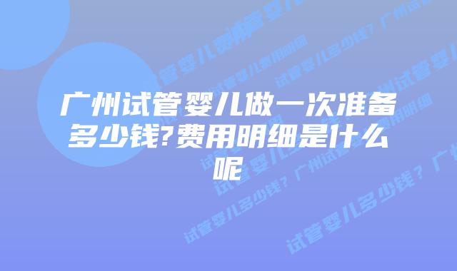 广州试管婴儿做一次准备多少钱?费用明细是什么呢