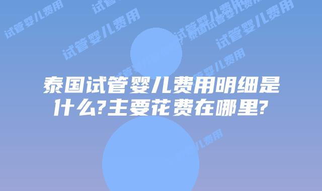 泰国试管婴儿费用明细是什么?主要花费在哪里?