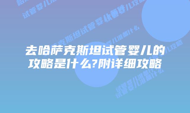 去哈萨克斯坦试管婴儿的攻略是什么?附详细攻略