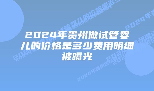 2024年贵州做试管婴儿的价格是多少费用明细被曝光