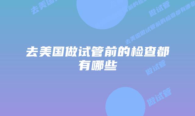 去美国做试管前的检查都有哪些