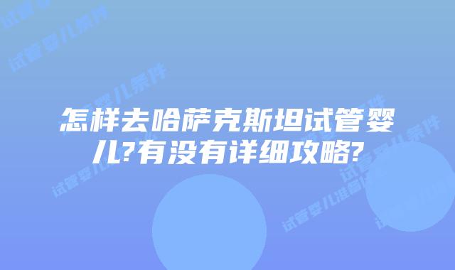 怎样去哈萨克斯坦试管婴儿?有没有详细攻略?