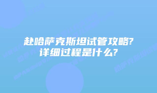 赴哈萨克斯坦试管攻略?详细过程是什么?