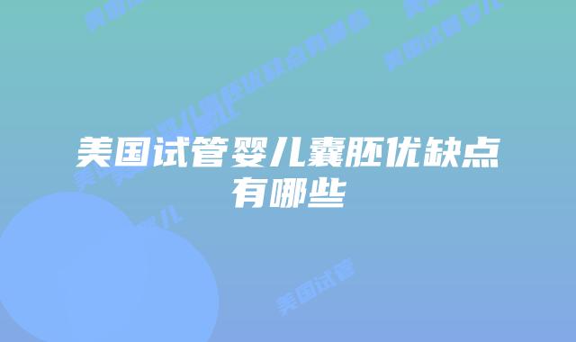 美国试管婴儿囊胚优缺点有哪些