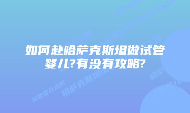 如何赴哈萨克斯坦做试管婴儿?有没有攻略?