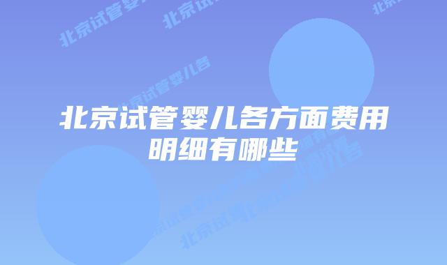北京试管婴儿各方面费用明细有哪些
