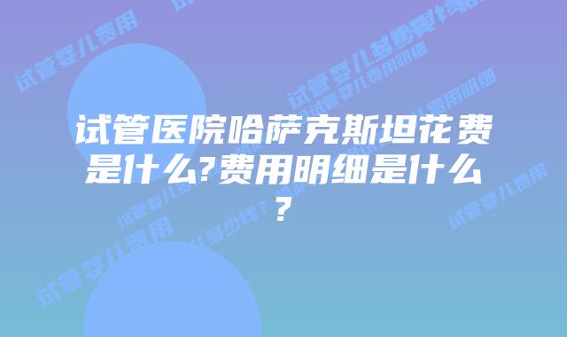 试管医院哈萨克斯坦花费是什么?费用明细是什么?