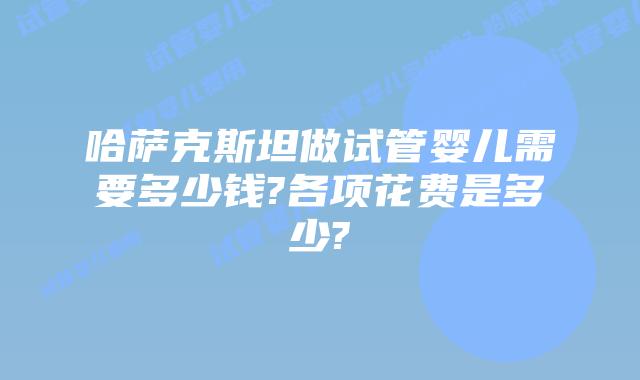 哈萨克斯坦做试管婴儿需要多少钱?各项花费是多少?