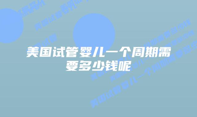 美国试管婴儿一个周期需要多少钱呢