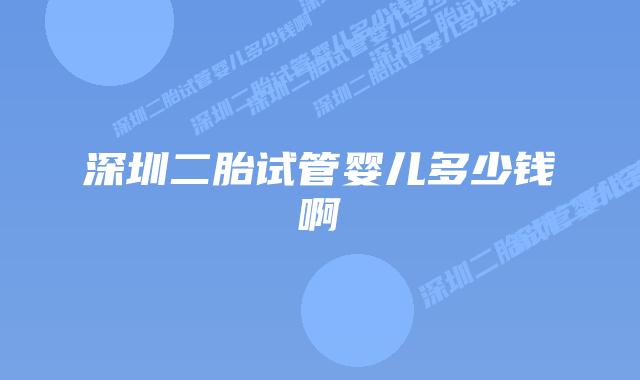 深圳二胎试管婴儿多少钱啊