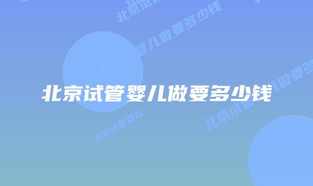 北京试管婴儿做要多少钱