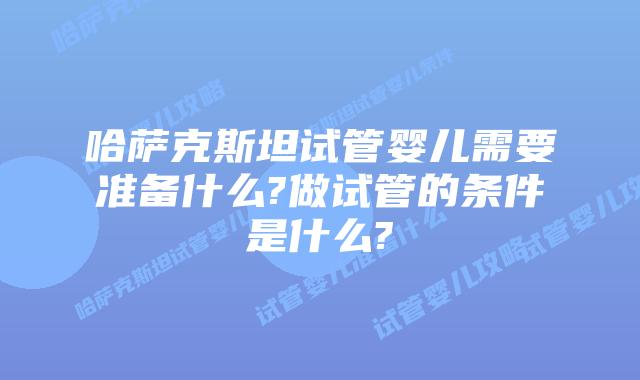 哈萨克斯坦试管婴儿需要准备什么?做试管的条件是什么?