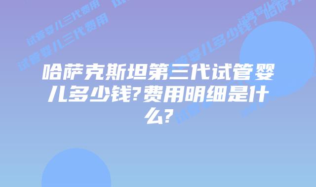 哈萨克斯坦第三代试管婴儿多少钱?费用明细是什么?