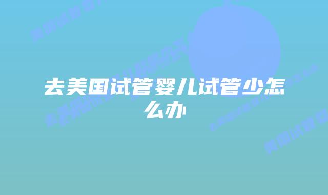 去美国试管婴儿试管少怎么办