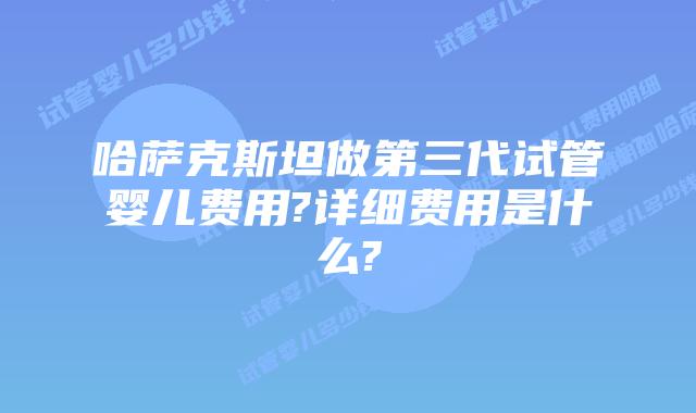 哈萨克斯坦做第三代试管婴儿费用?详细费用是什么?