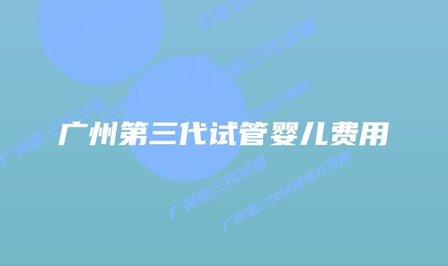 广州第三代试管婴儿费用