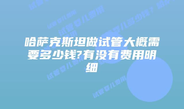 哈萨克斯坦做试管大概需要多少钱?有没有费用明细