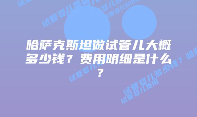 哈萨克斯坦做试管儿大概多少钱?费用明细是什么?