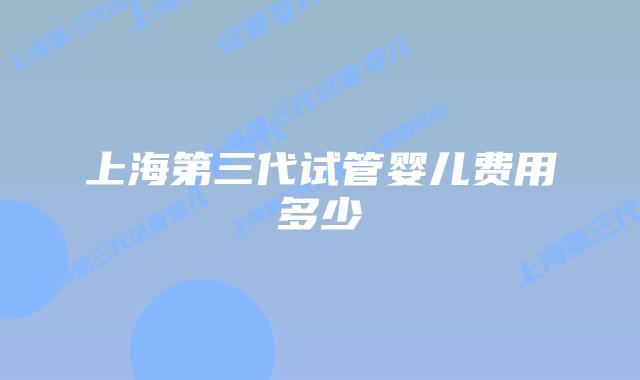 上海第三代试管婴儿费用多少