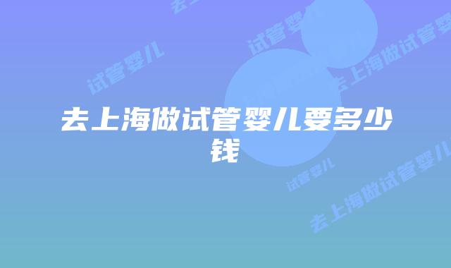去上海做试管婴儿要多少钱