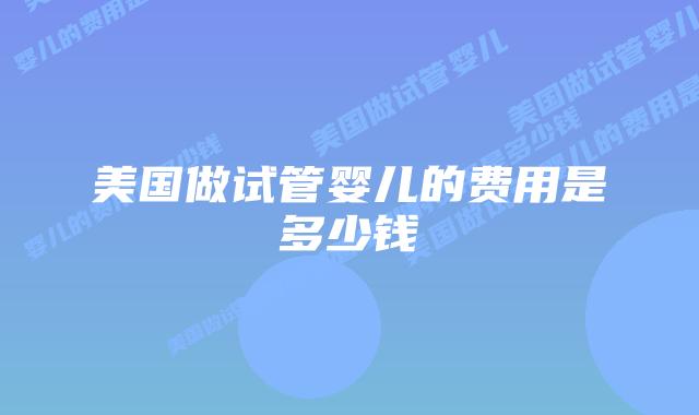 美国做试管婴儿的费用是多少钱
