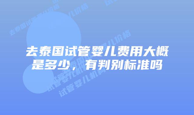 去泰国试管婴儿费用大概是多少，有判别标准吗