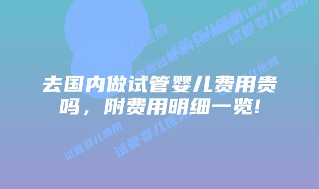 去国内做试管婴儿费用贵吗,附费用明细一览!