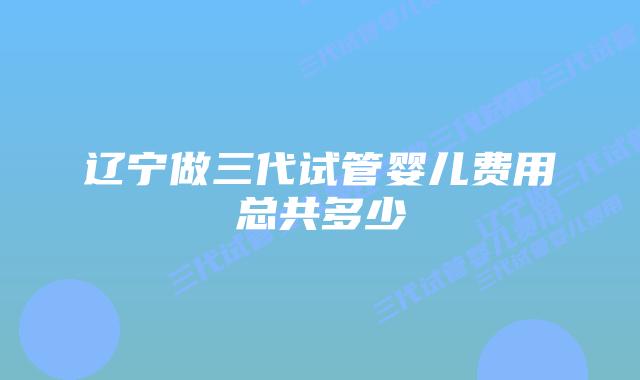 辽宁做三代试管婴儿费用总共多少