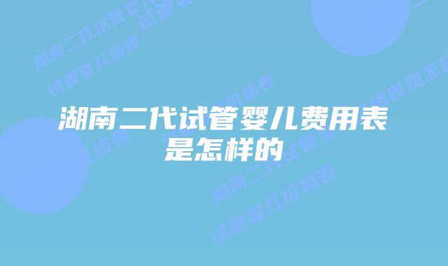 湖南二代试管婴儿费用表是怎样的
