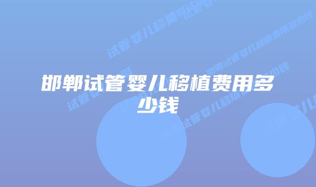 邯郸试管婴儿移植费用多少钱
