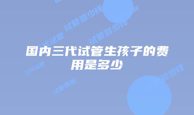 国内三代试管生孩子的费用是多少