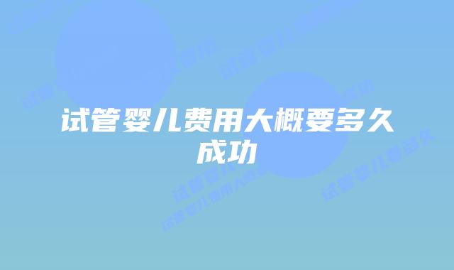 试管婴儿费用大概要多久成功