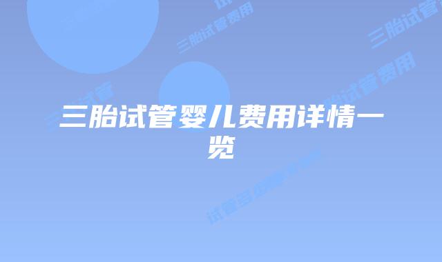 三胎试管婴儿费用详情一览